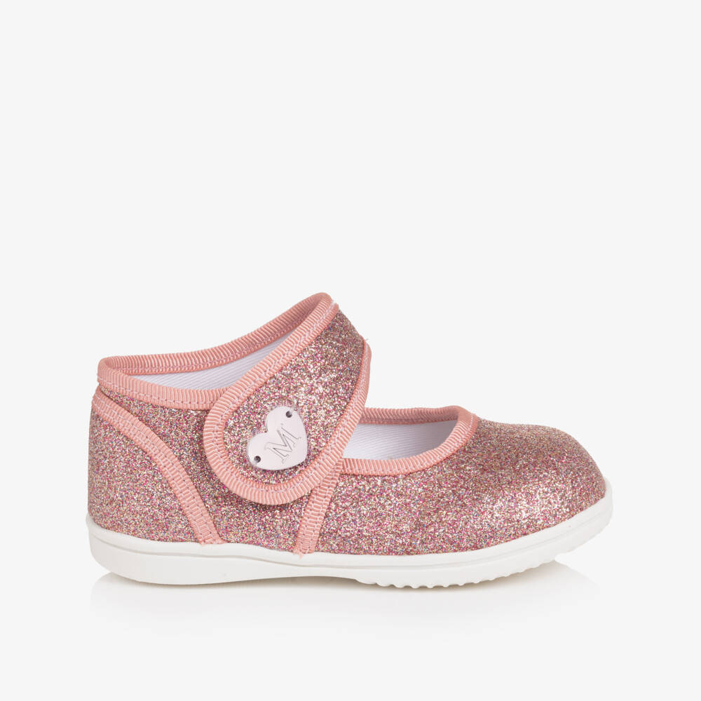 Monnalisa-Girls Pink Glitter Ballerina First Walkers | Childrensalon Outlet