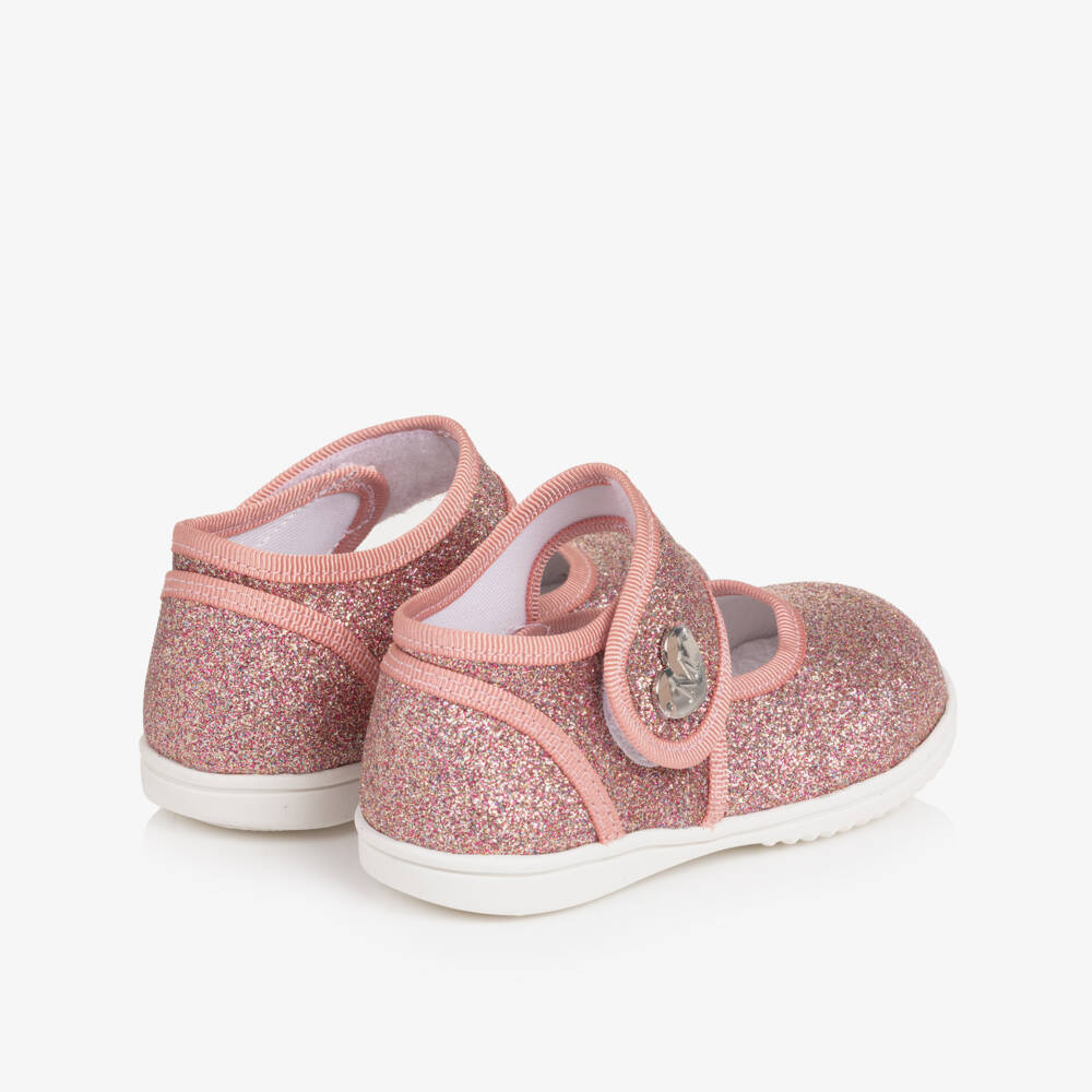 Monnalisa-Girls Pink Glitter Ballerina First Walkers | Childrensalon Outlet