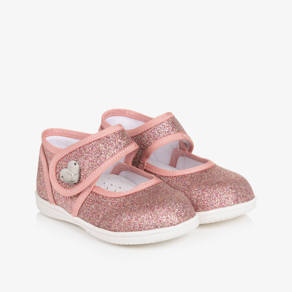 Monnalisa-Girls Pink Glitter Ballerina First Walkers | Childrensalon Outlet