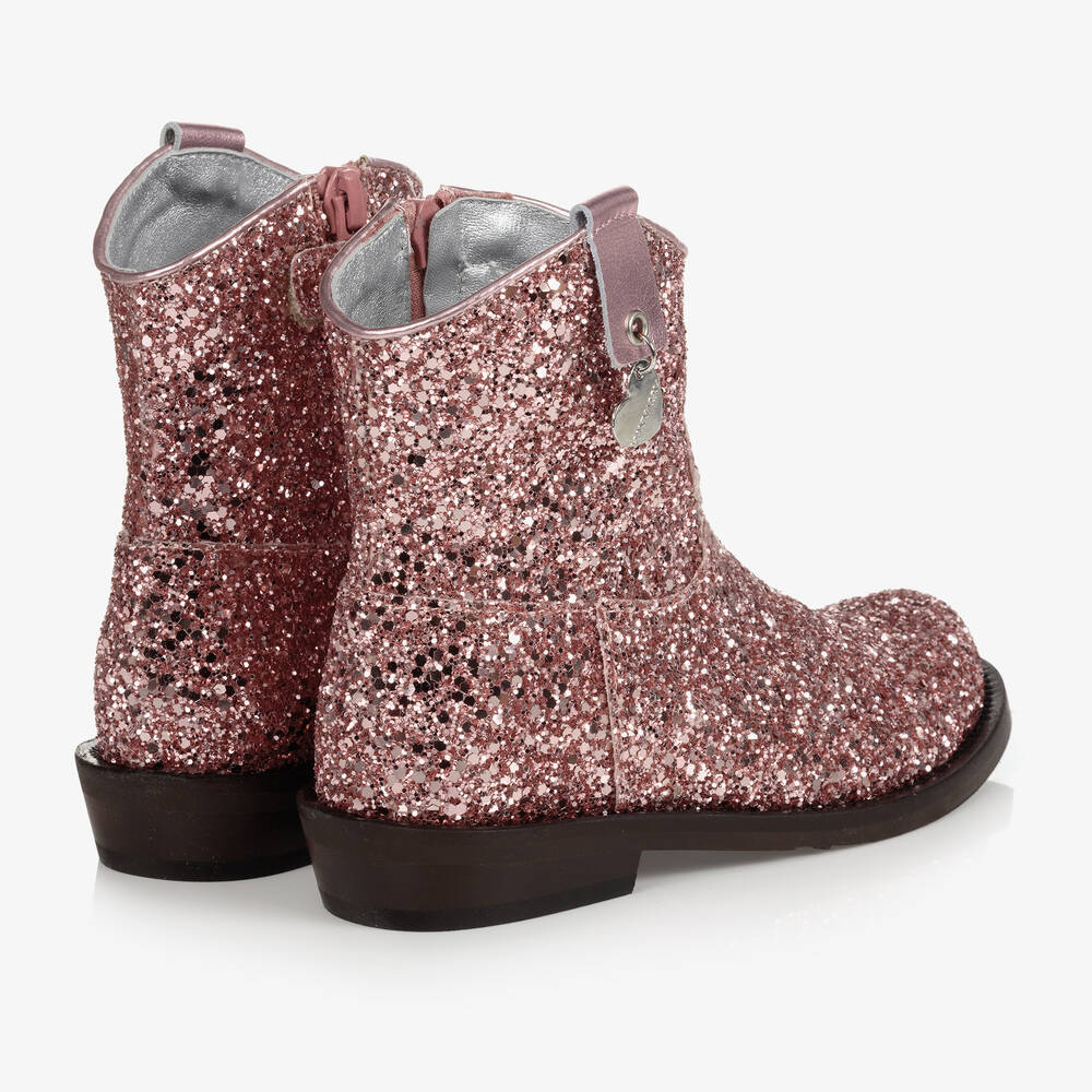 Monnalisa Girls Pink Glitter Cowboy Boots Childrensalon Outlet