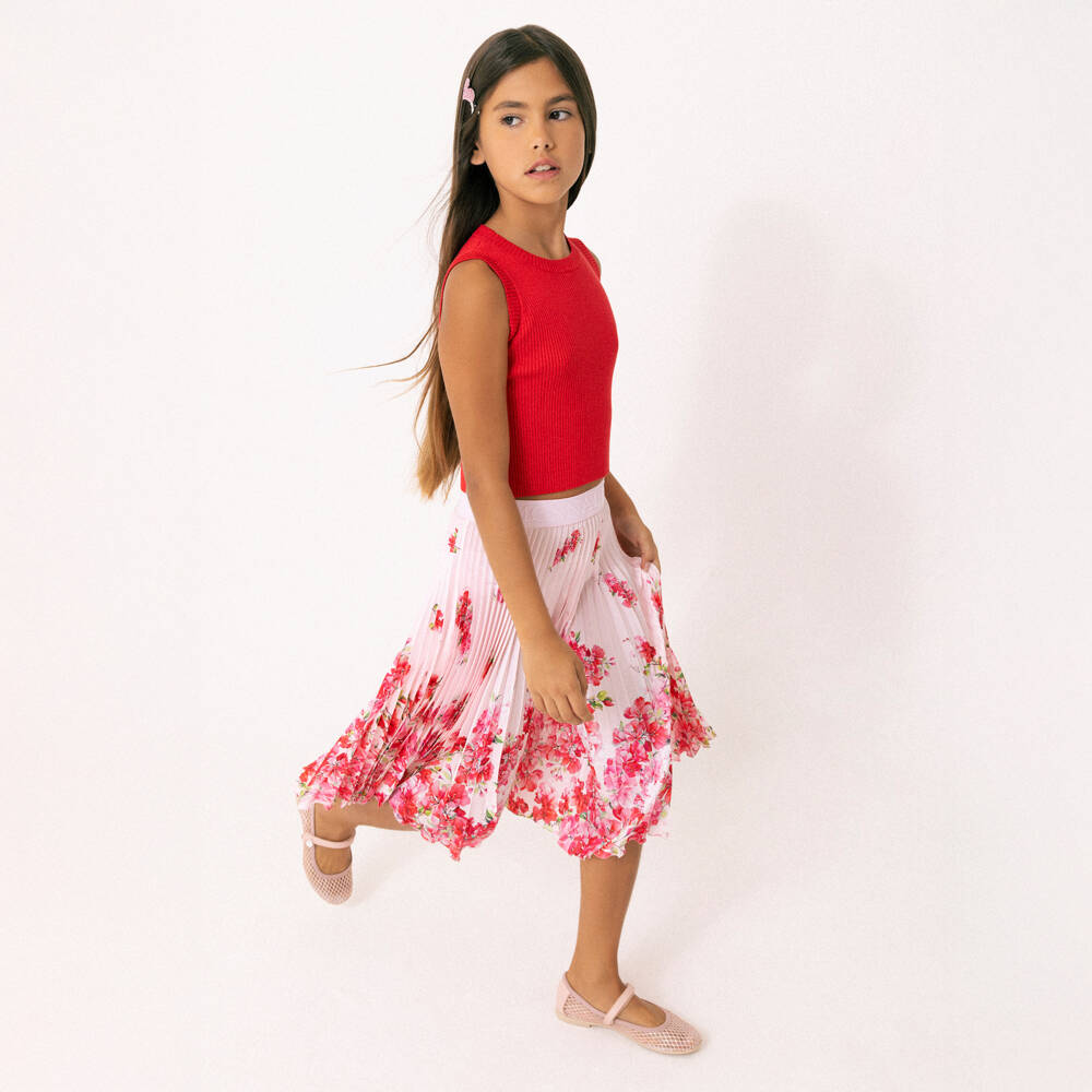 Monnalisa-Girls Pink Glitter Mesh Mary Jane Shoes | Childrensalon Outlet