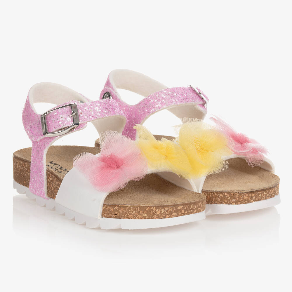 Monnalisa - Girls Pink Glitter Sandals | Childrensalon