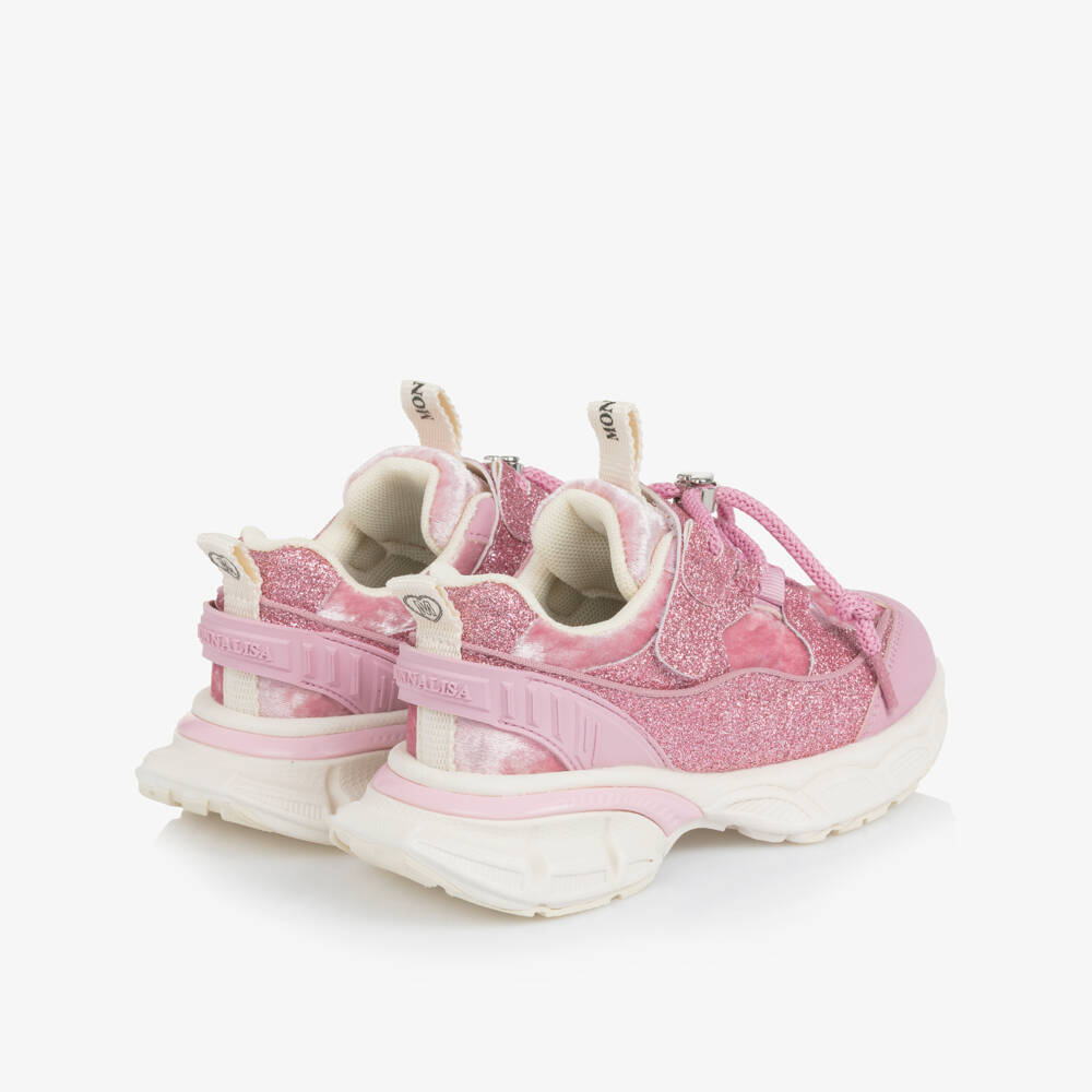 Monnalisa-Girls Pink Glittery Trainers | Childrensalon Outlet