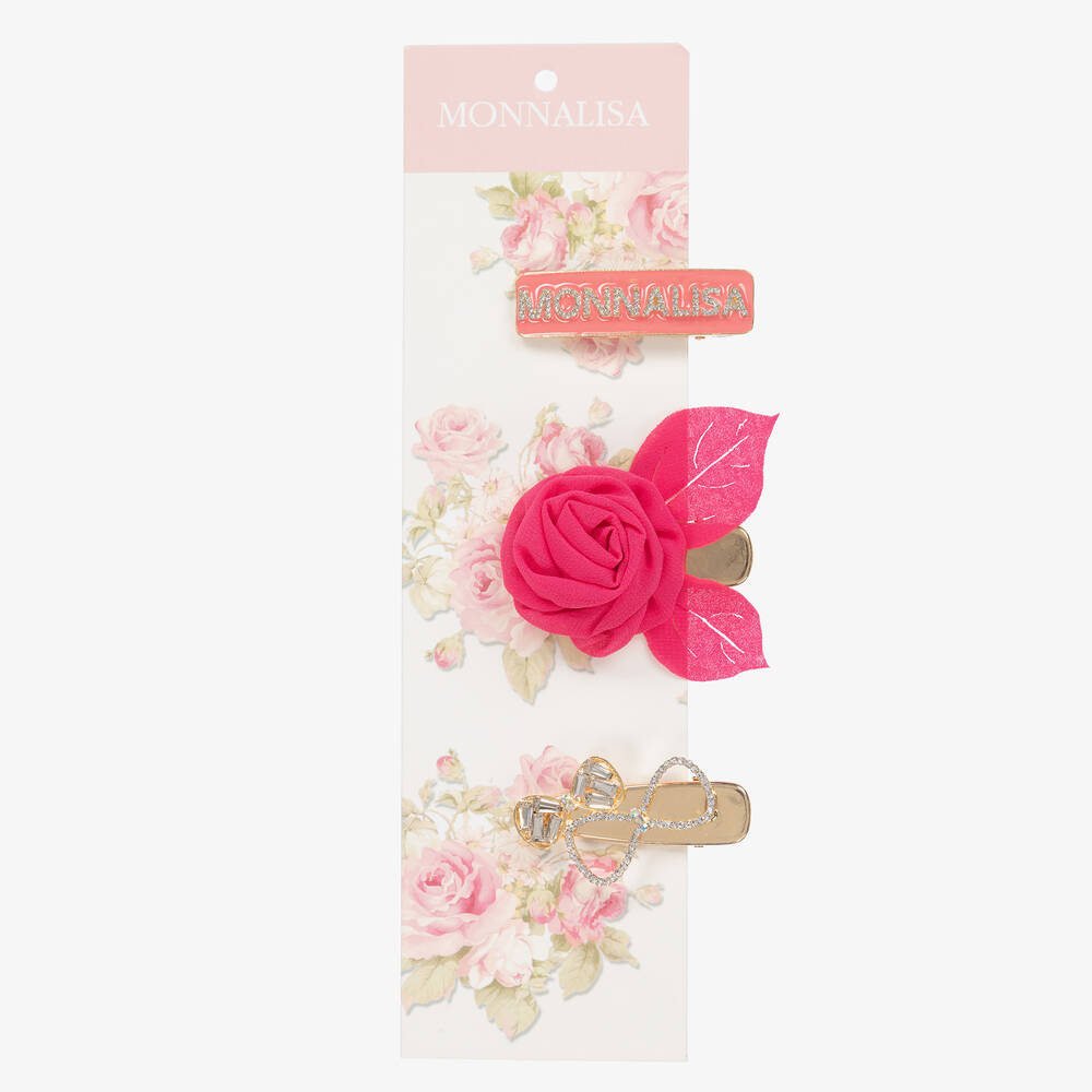 Monnalisa Шик-Розовые и золотистая заколки для волос (3шт.) | Childrensalon Outlet
