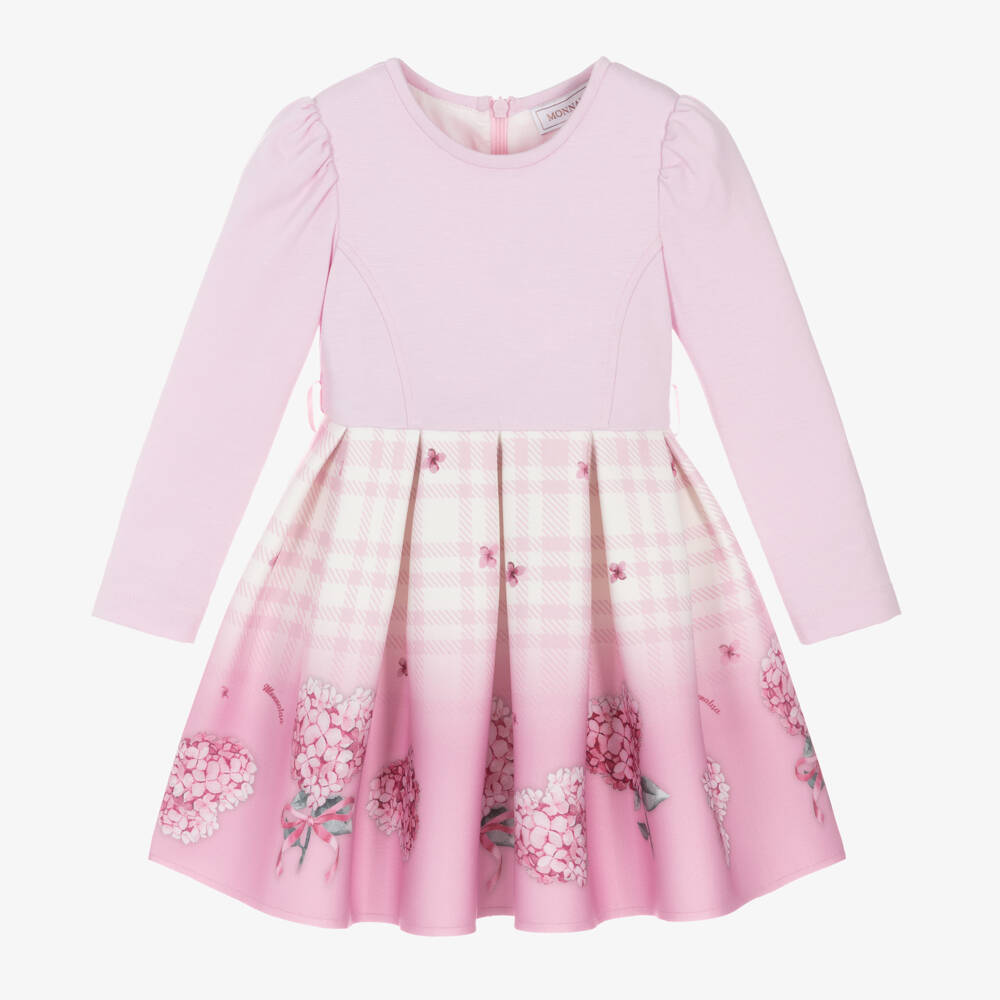 Monnalisa-Girls Pink Heart Pattern Dress | Childrensalon Outlet
