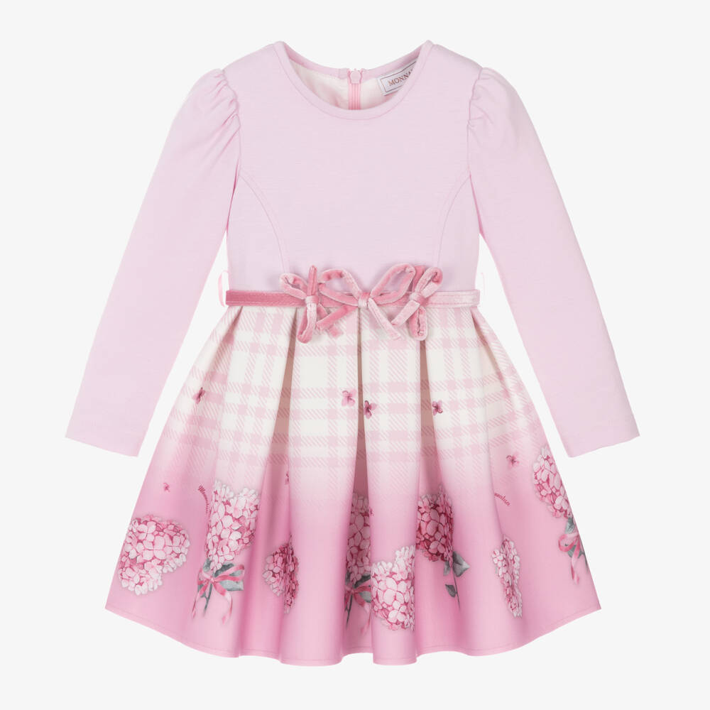 Monnalisa-Girls Pink Heart Pattern Dress | Childrensalon Outlet
