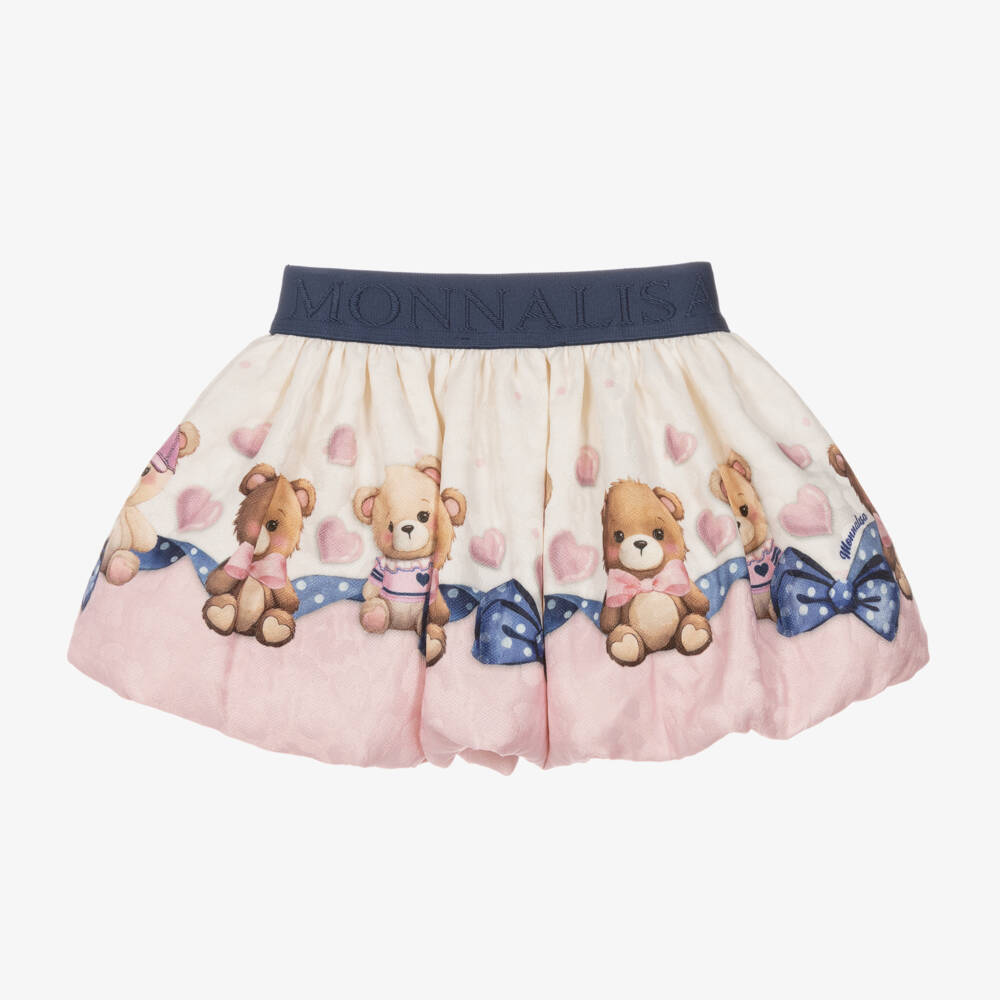 Monnalisa-Girls Pink Ivory Bear Print Skirt | Childrensalon Outlet