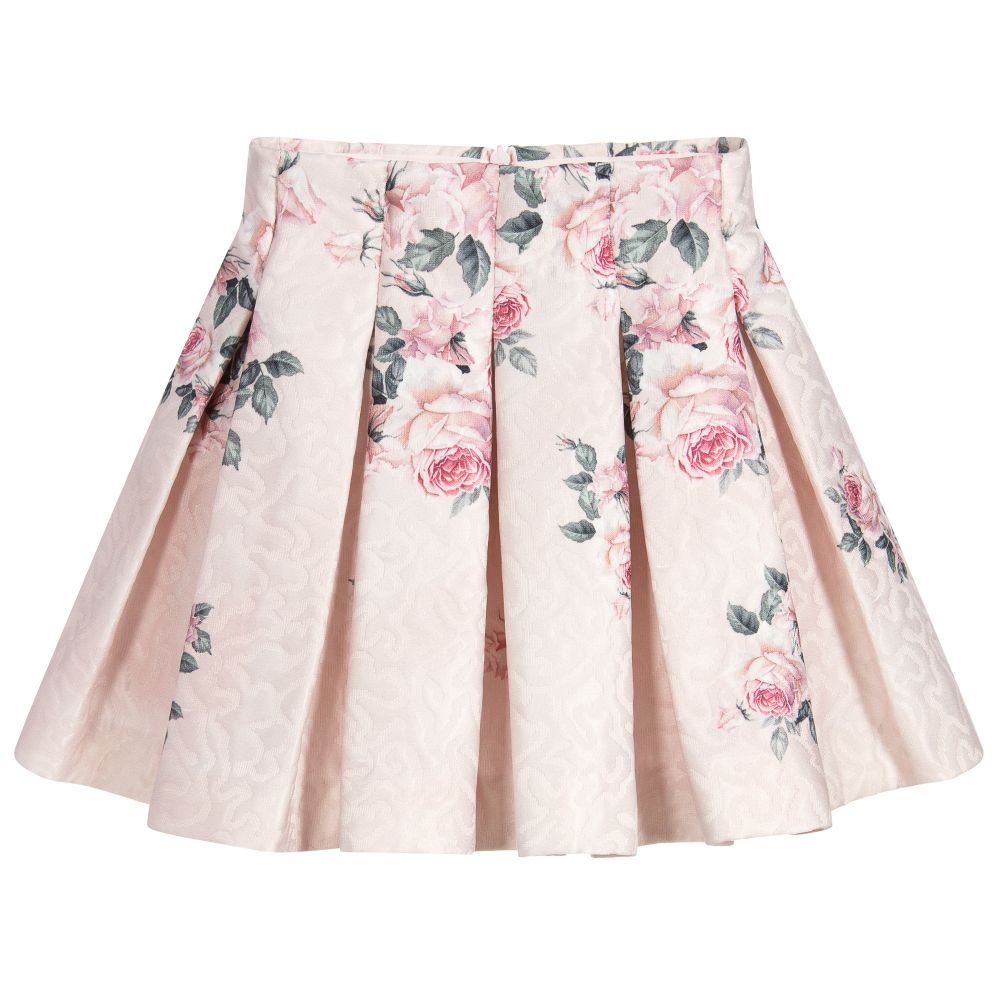 Monnalisa Chic - Girls Pink Jacquard Skirt | Childrensalon