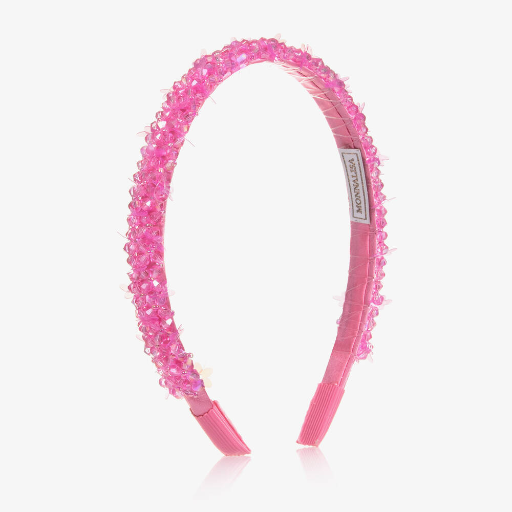 Monnalisa-Girls Pink Jewelled Hairband | Childrensalon Outlet