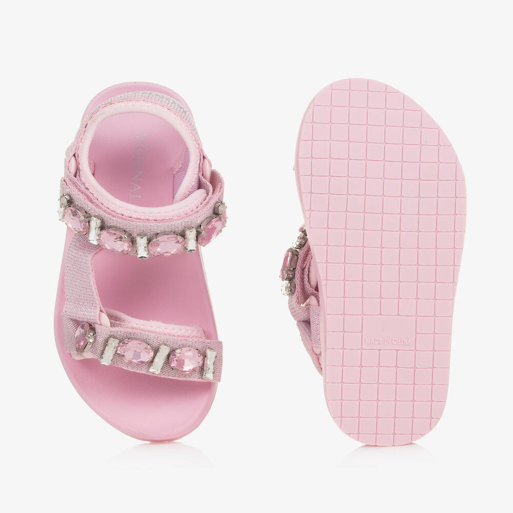 Monnalisa-Girls Pink Jewelled Sandals | Childrensalon Outlet