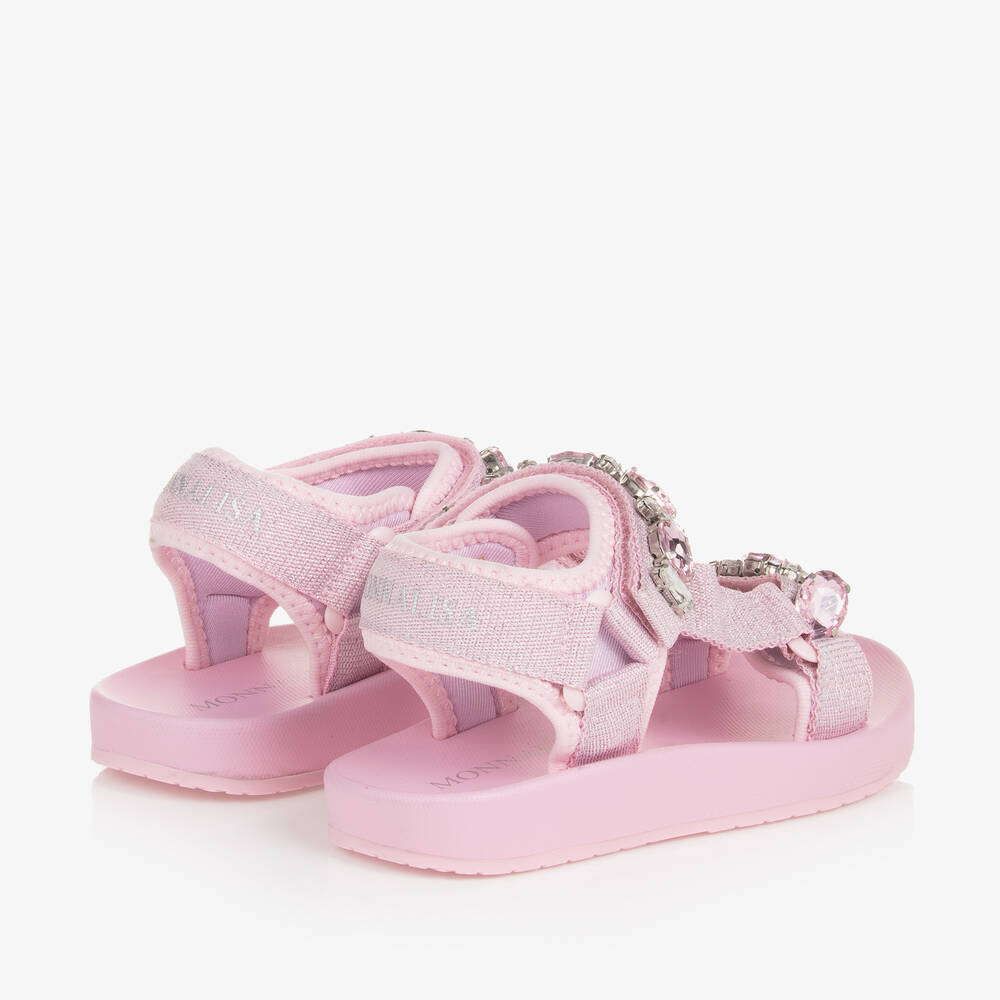 Monnalisa-Girls Pink Jewelled Sandals | Childrensalon Outlet