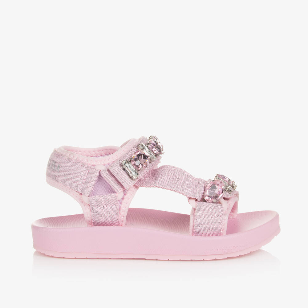 Monnalisa-Girls Pink Jewelled Sandals | Childrensalon Outlet