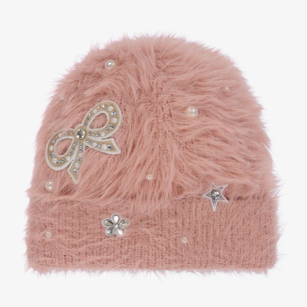 Monnalisa - Розовая вязаная шапка для девочек | Childrensalon