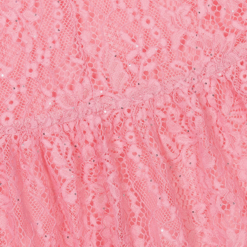 Monnalisa-Girls Pink Lace Dress | Childrensalon Outlet