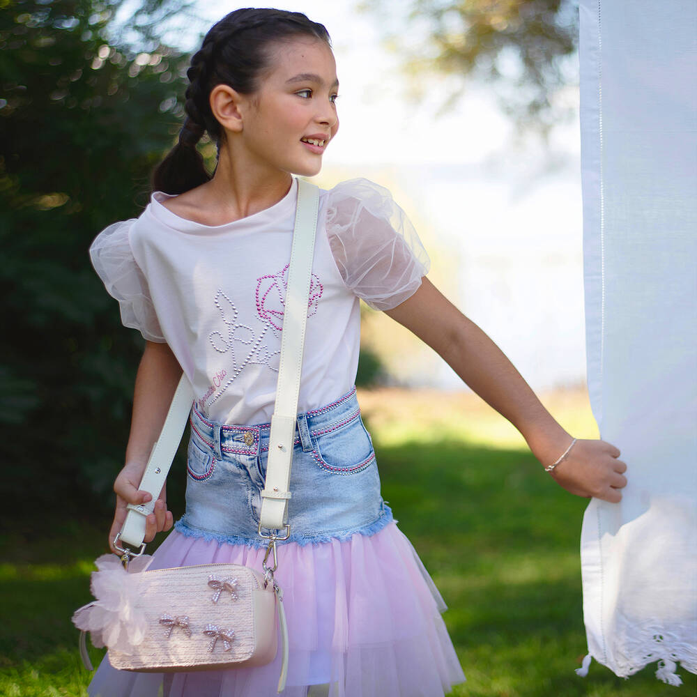 Monnalisa-Розовая кожаная сумка для девочек (19см) | Childrensalon Outlet