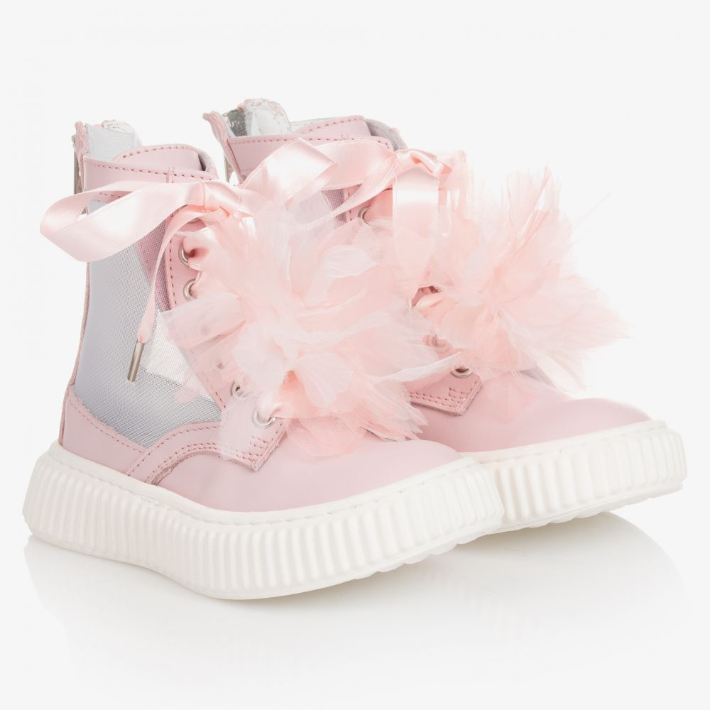 Monnalisa - Girls Pink Leather Boots | Childrensalon