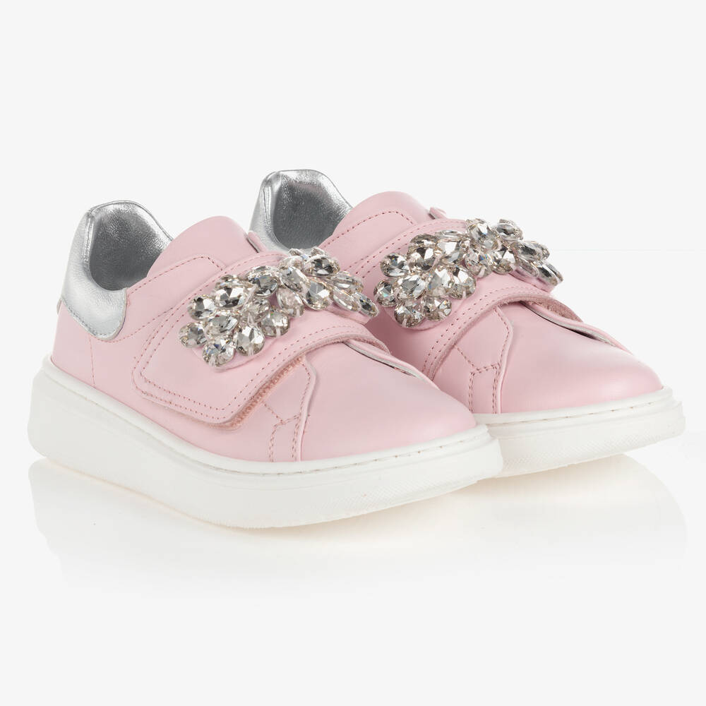Ladies pink leather trainers sale