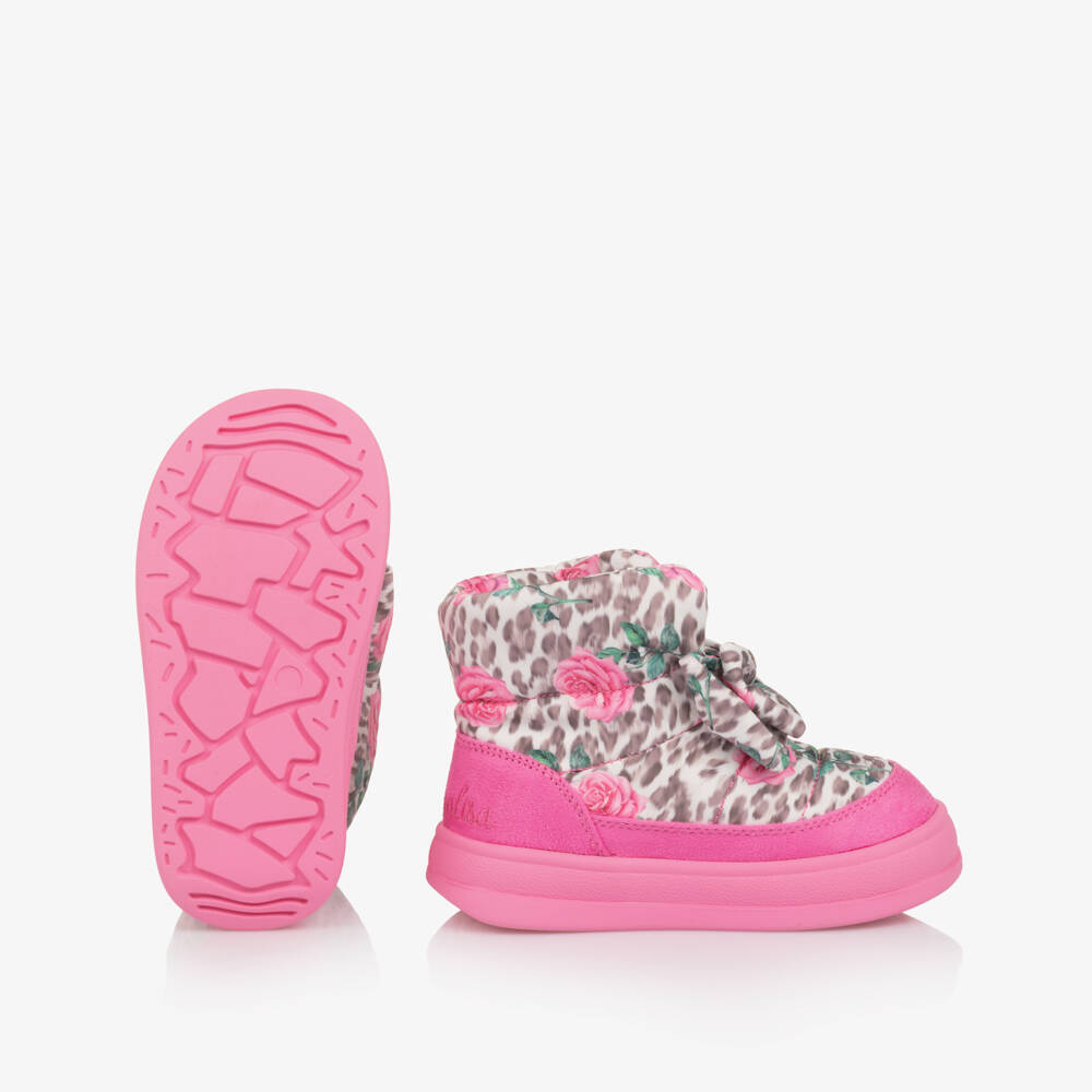 Monnalisa-Girls Pink Leopard Print Boots | Childrensalon Outlet