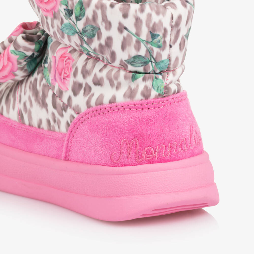 Monnalisa-Girls Pink Leopard Print Boots | Childrensalon Outlet