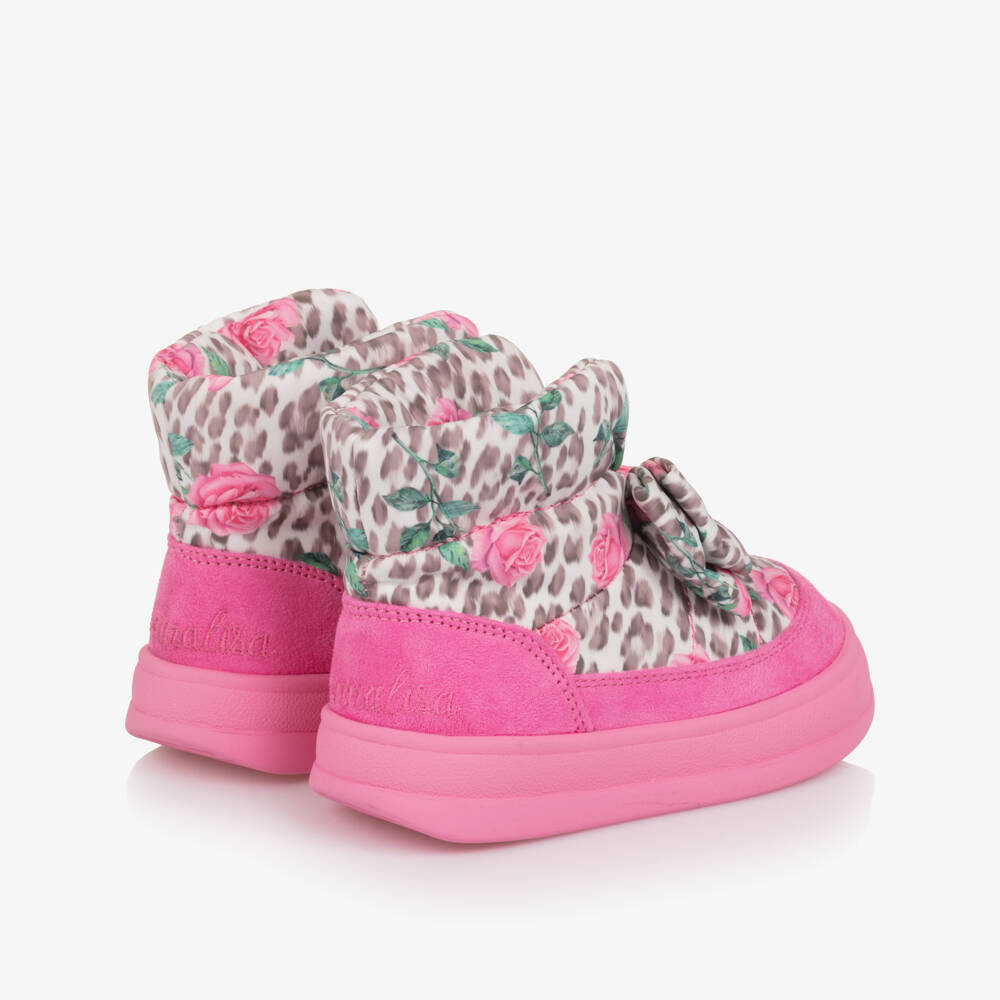 Monnalisa-Girls Pink Leopard Print Boots | Childrensalon Outlet