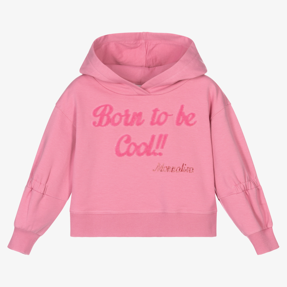 Monnalisa - Girls Pink Logo Hoodie | Childrensalon