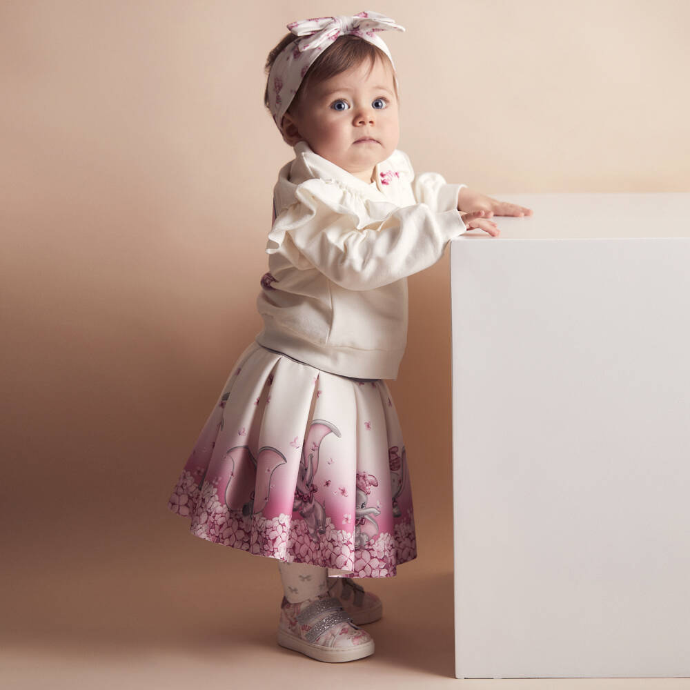 Monnalisa-Girls Pink Neoprene Disney Skirt | Childrensalon Outlet