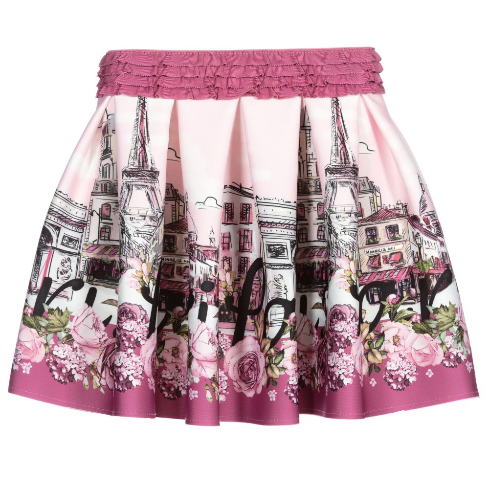 Monnalisa - Girls Pink Neoprene Skirt | Childrensalon