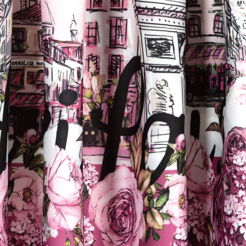 Monnalisa-تنورة نيوبرين لون زهري بطبعة ملونة | Childrensalon Outlet