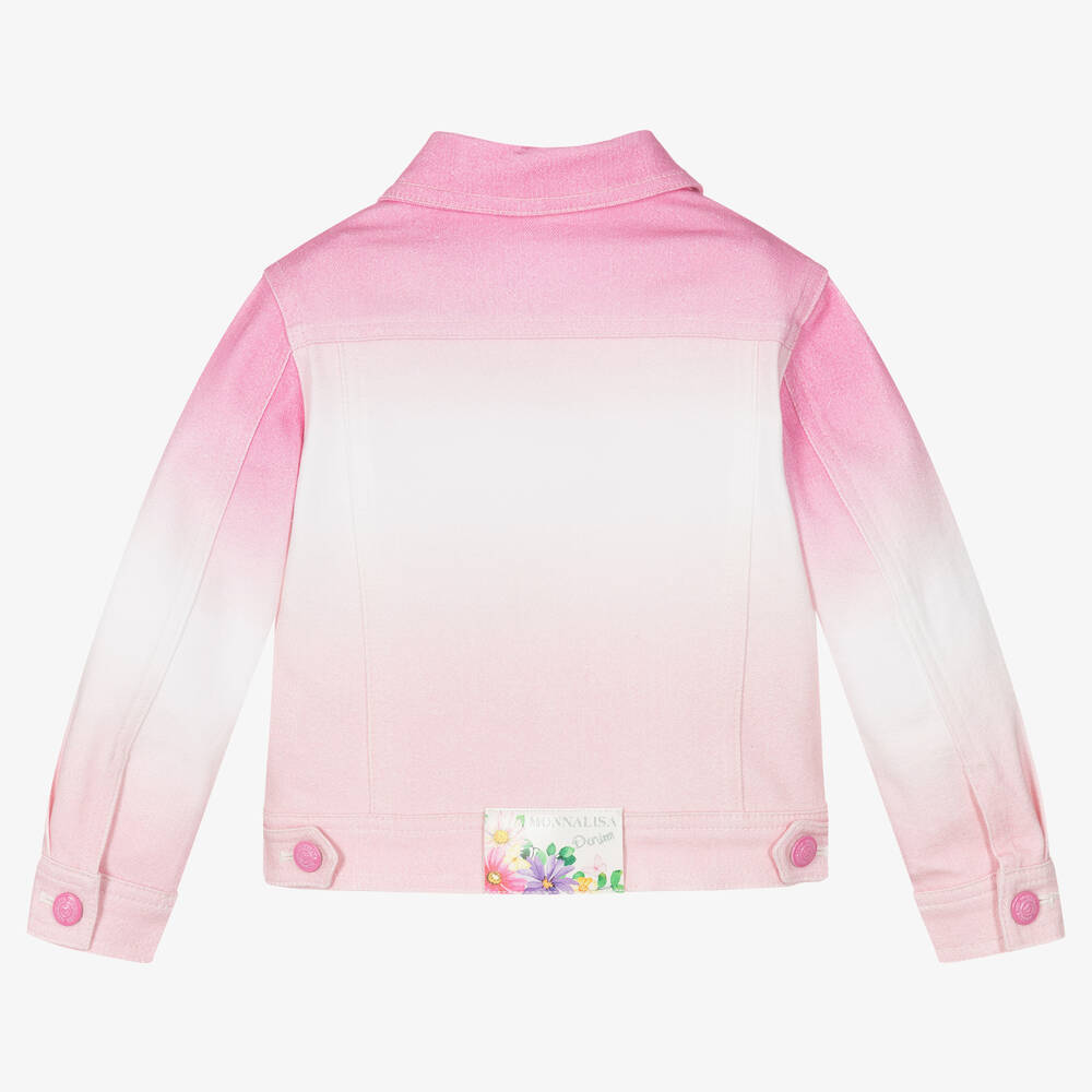 Monnalisa-Girls Pink Ombré Denim Jacket | Childrensalon Outlet