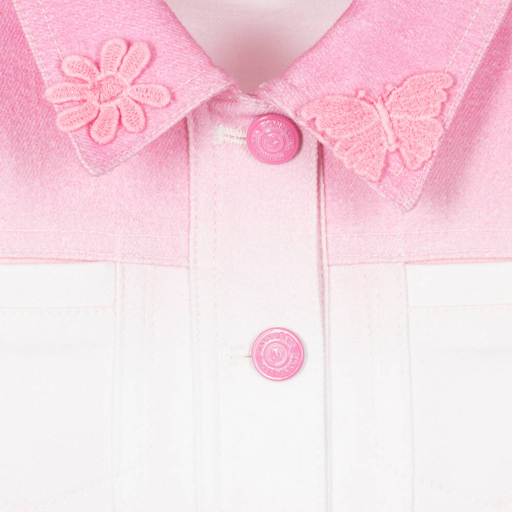 Monnalisa-Girls Pink Ombré Denim Jacket | Childrensalon Outlet