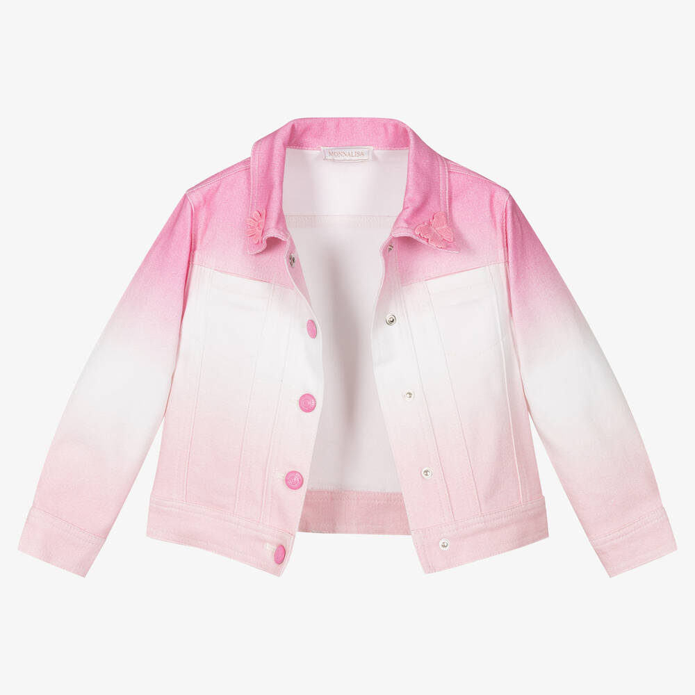 Monnalisa-Girls Pink Ombré Denim Jacket | Childrensalon Outlet