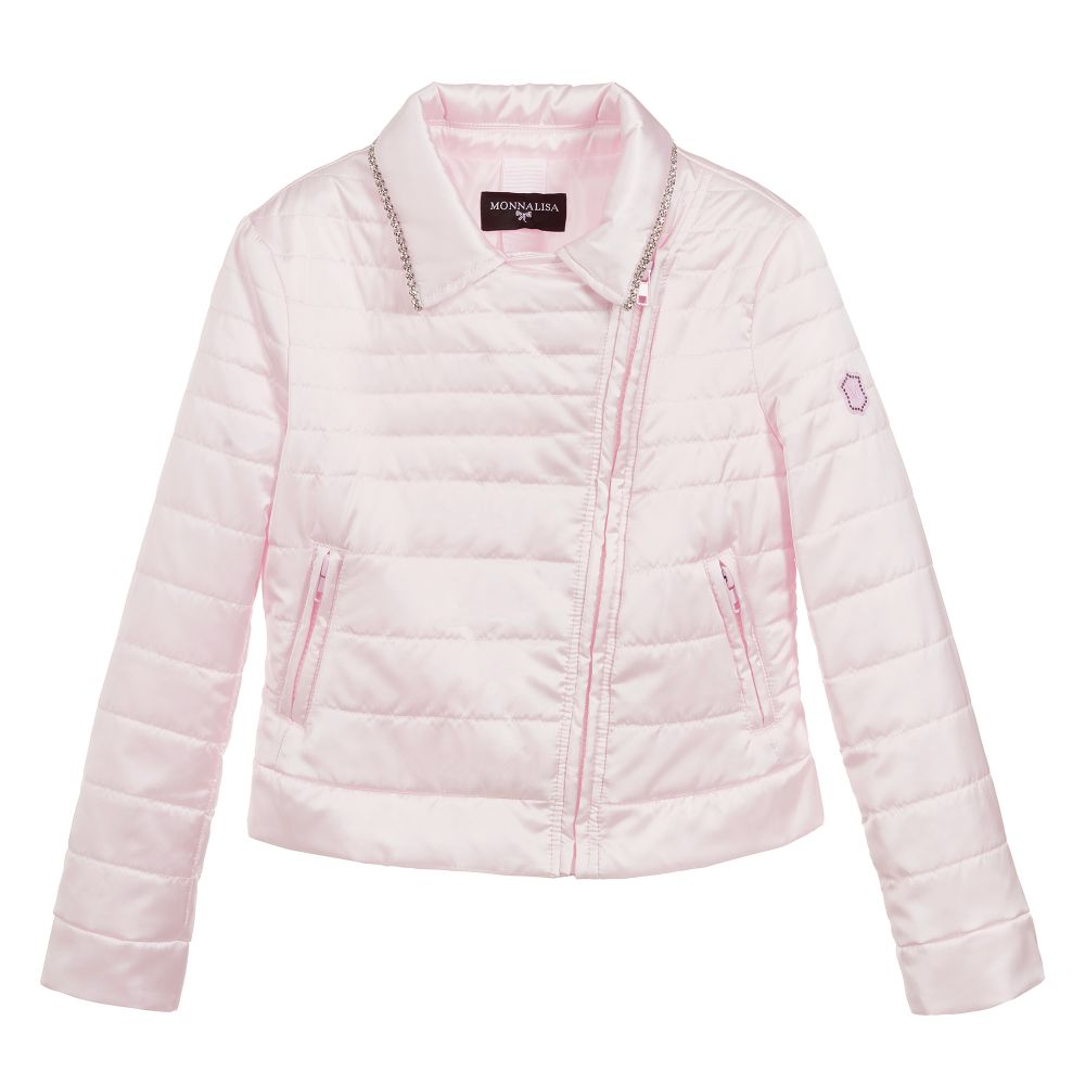 Monnalisa Chic - Girls Pink Padded Jacket  | Childrensalon