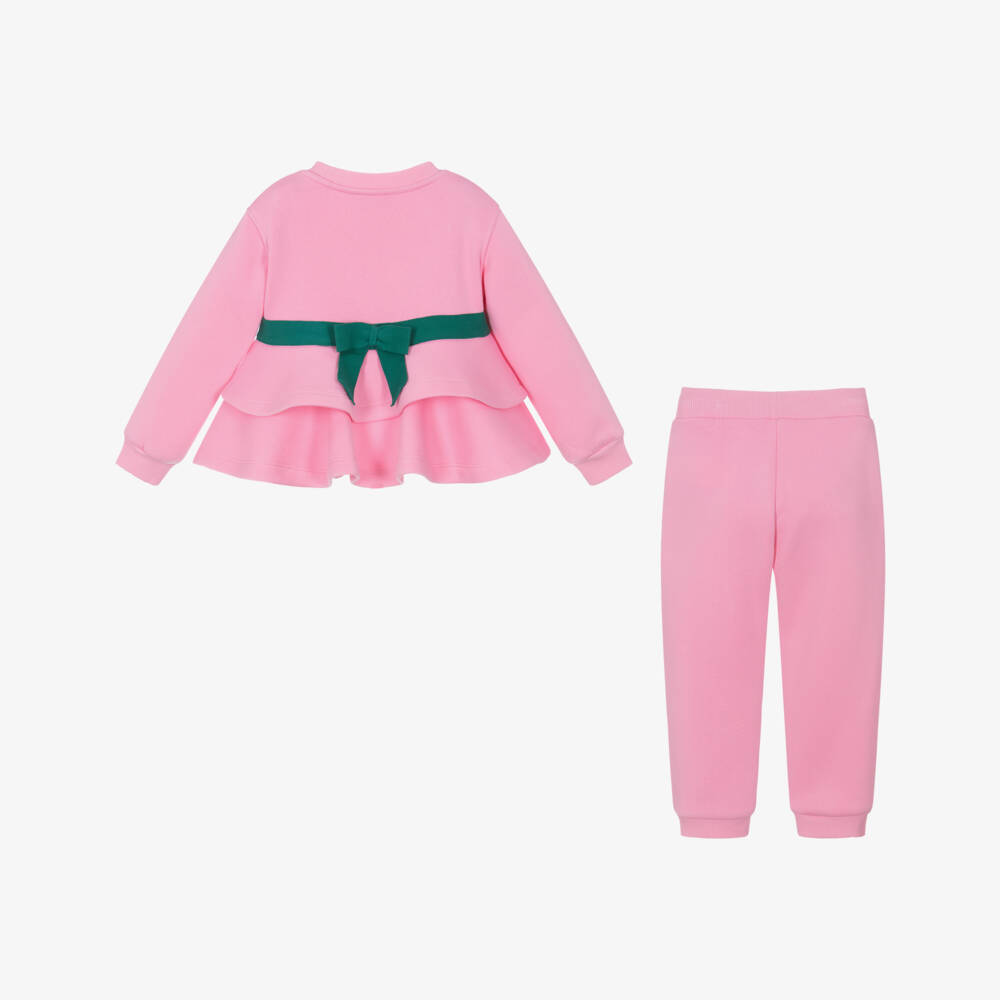 Monnalisa-طقم رياضي وردي للبنات مع تصميم بيبلوم | Childrensalon Outlet