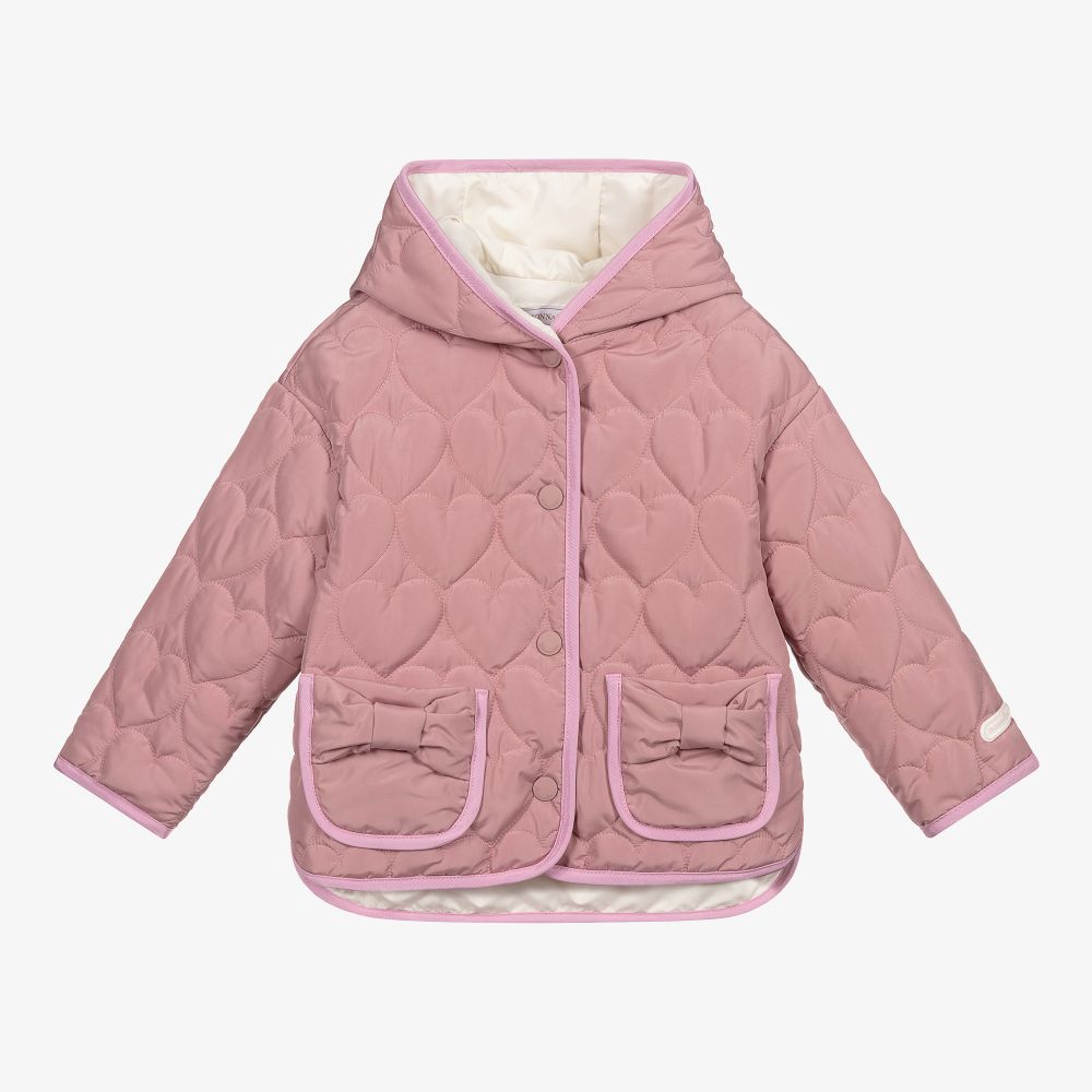 Monnalisa - Girls Pink Quilted Jacket | Childrensalon