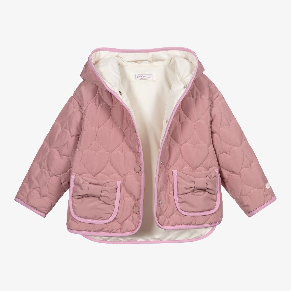Monnalisa-جاكيت هودي مبطن لون زهري للبنات | Childrensalon Outlet