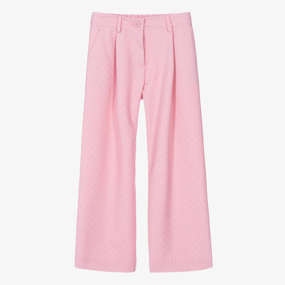 Monnalisa-Girls Pink Rhinestone Trousers | Childrensalon Outlet