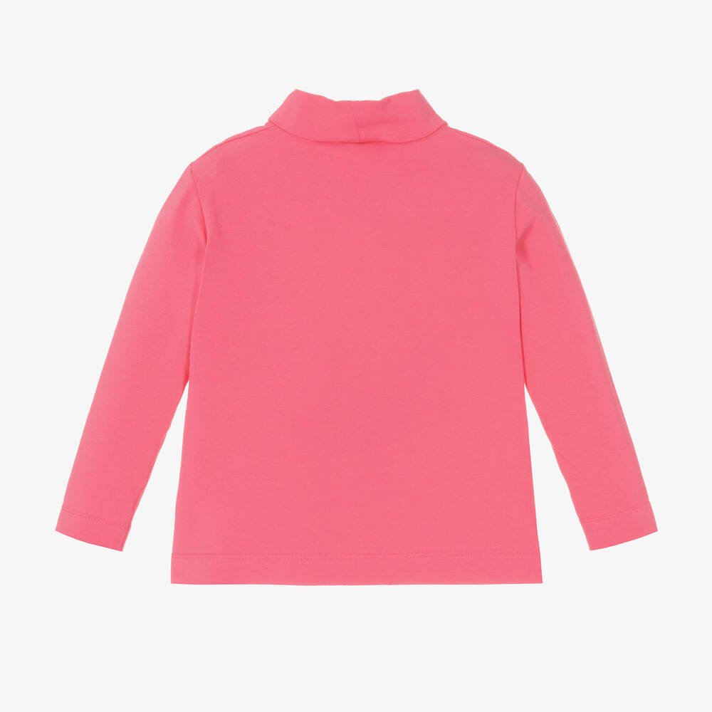 Monnalisa-توب بياقة عالية قطن جيرسي لون زهري للبنات | Childrensalon Outlet