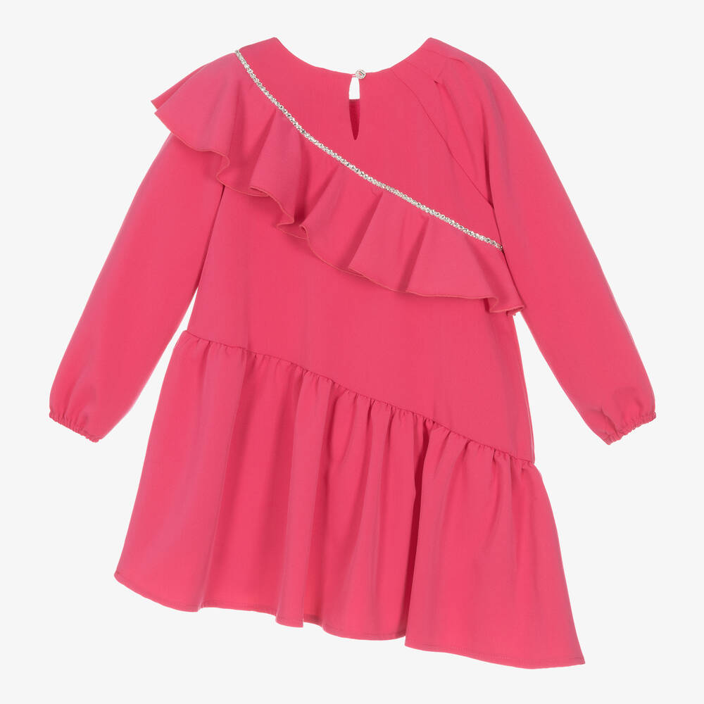 Monnalisa Chic-Girls Pink Ruffle & Diamanté Dress | Childrensalon Outlet