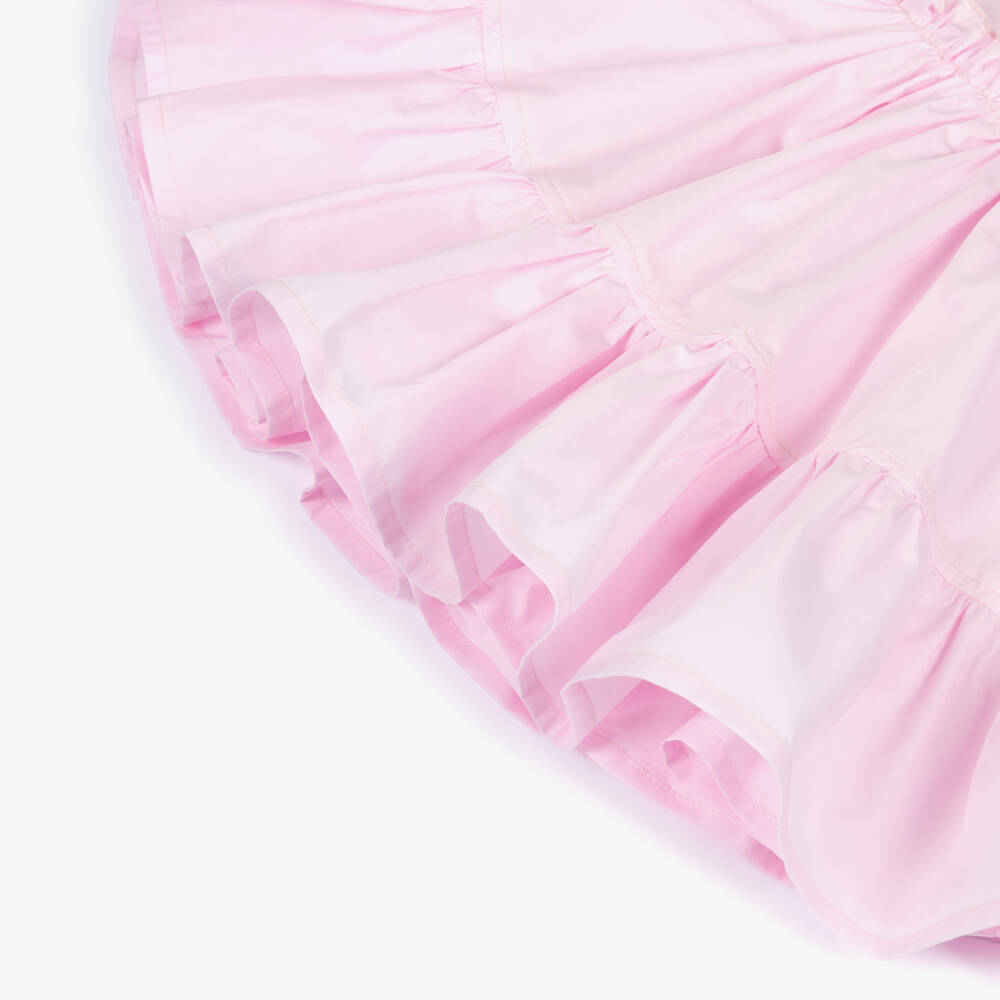 Monnalisa-Girls Pink Ruffle Trim Cotton Dress | Childrensalon Outlet