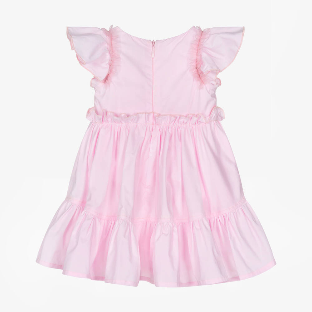 Monnalisa-Girls Pink Ruffle Trim Cotton Dress | Childrensalon Outlet