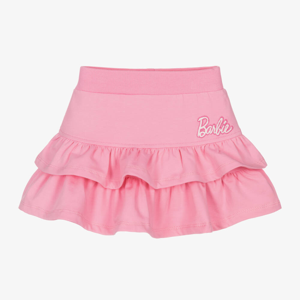 Monnalisa-تنورة بشعار باربي قطن مزينة بكشكش لون زهري | Childrensalon Outlet