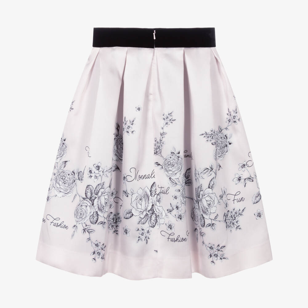 Monnalisa Chic-تنورة ساتان عاجية مزينة بالورود للبنات | Childrensalon Outlet