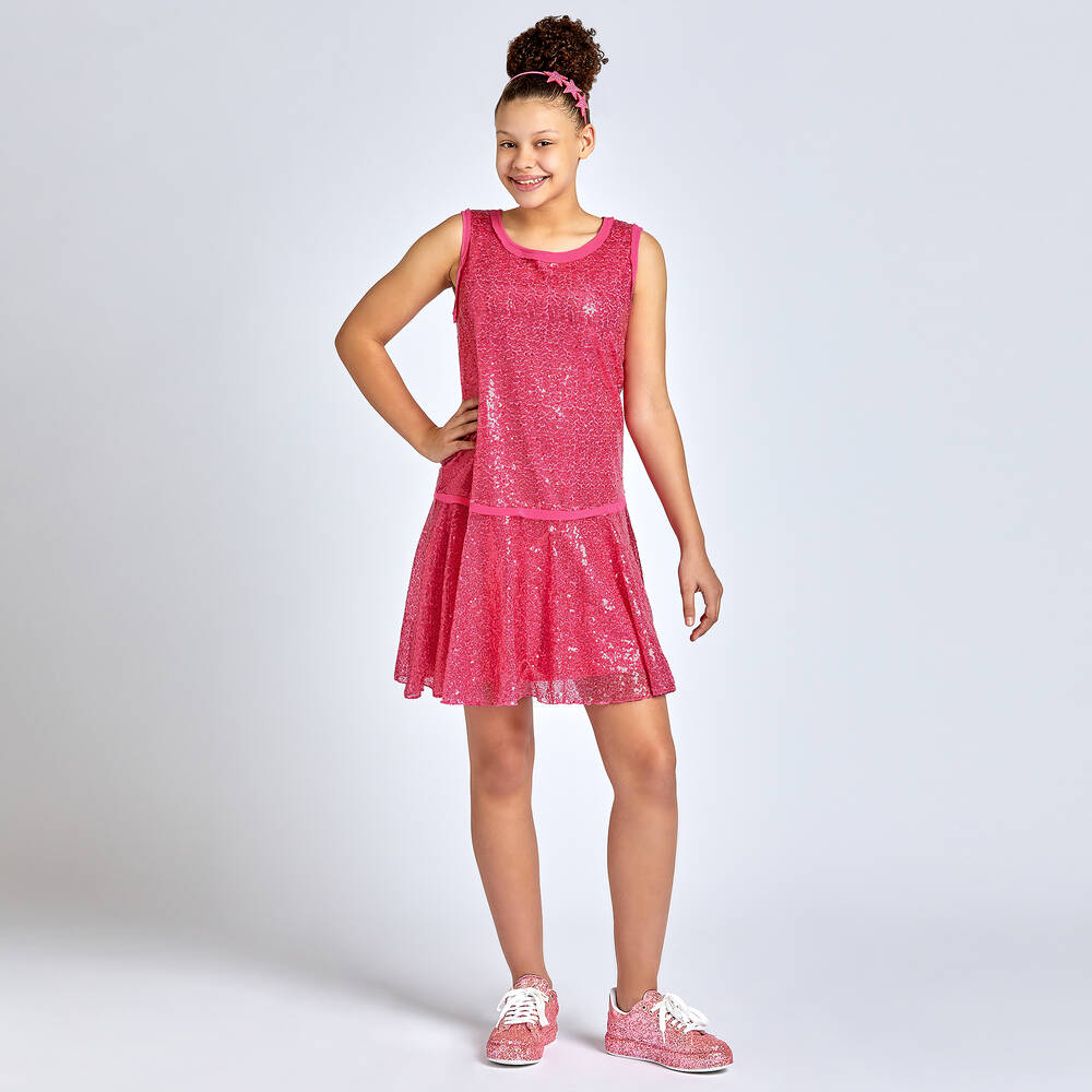 Monnalisa-Girls Pink Sequin Dress | Childrensalon Outlet