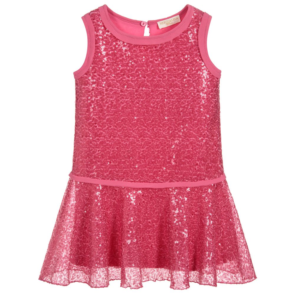 Monnalisa - Girls Pink Sequin Dress | Childrensalon