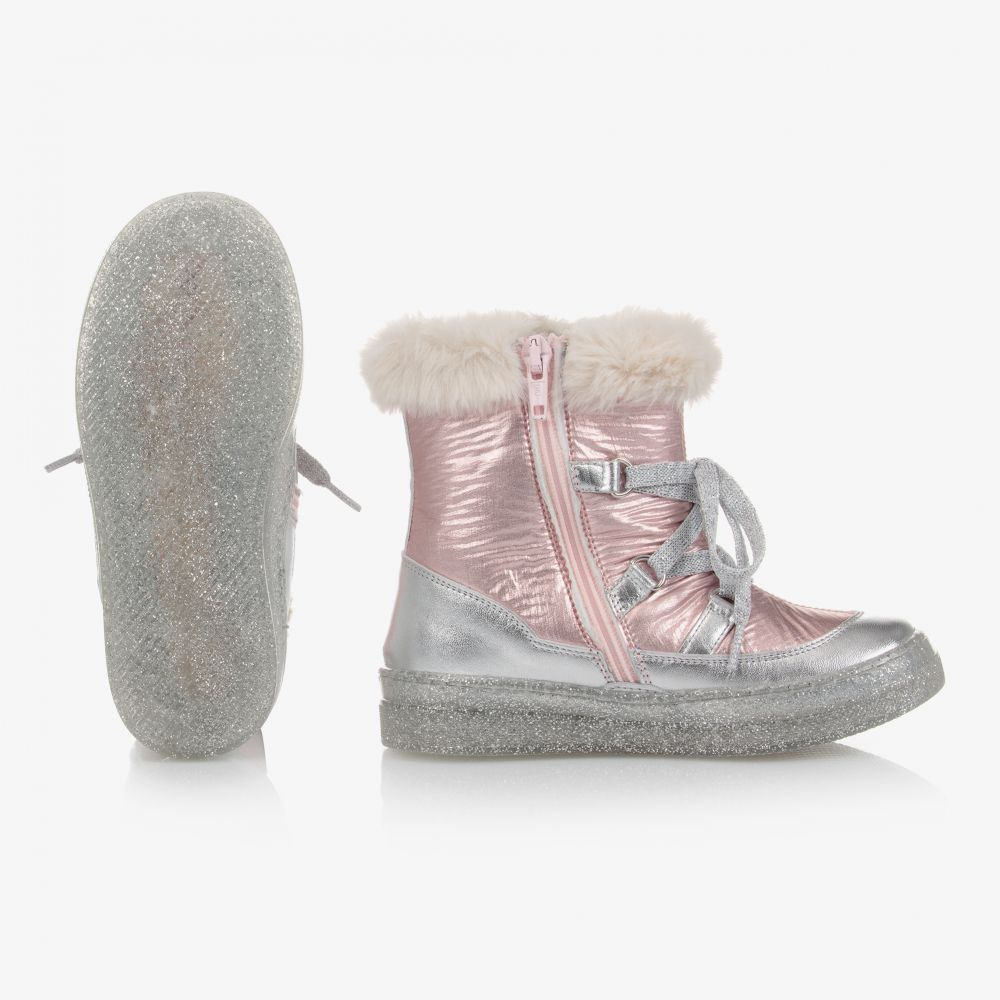 Monnalisa - Botas rosas y plateadas para niña | Childrensalon Outlet