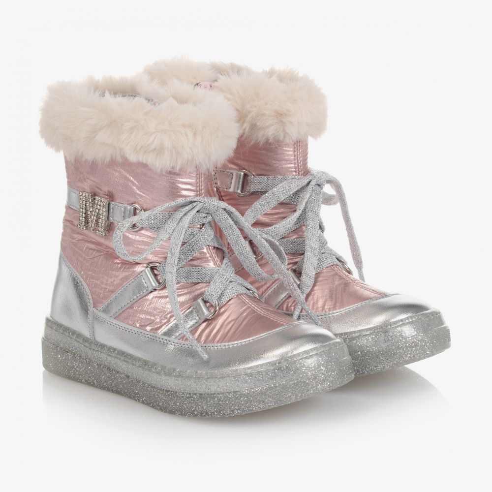 Monnalisa - Girls Pink & Silver Boots | Childrensalon
