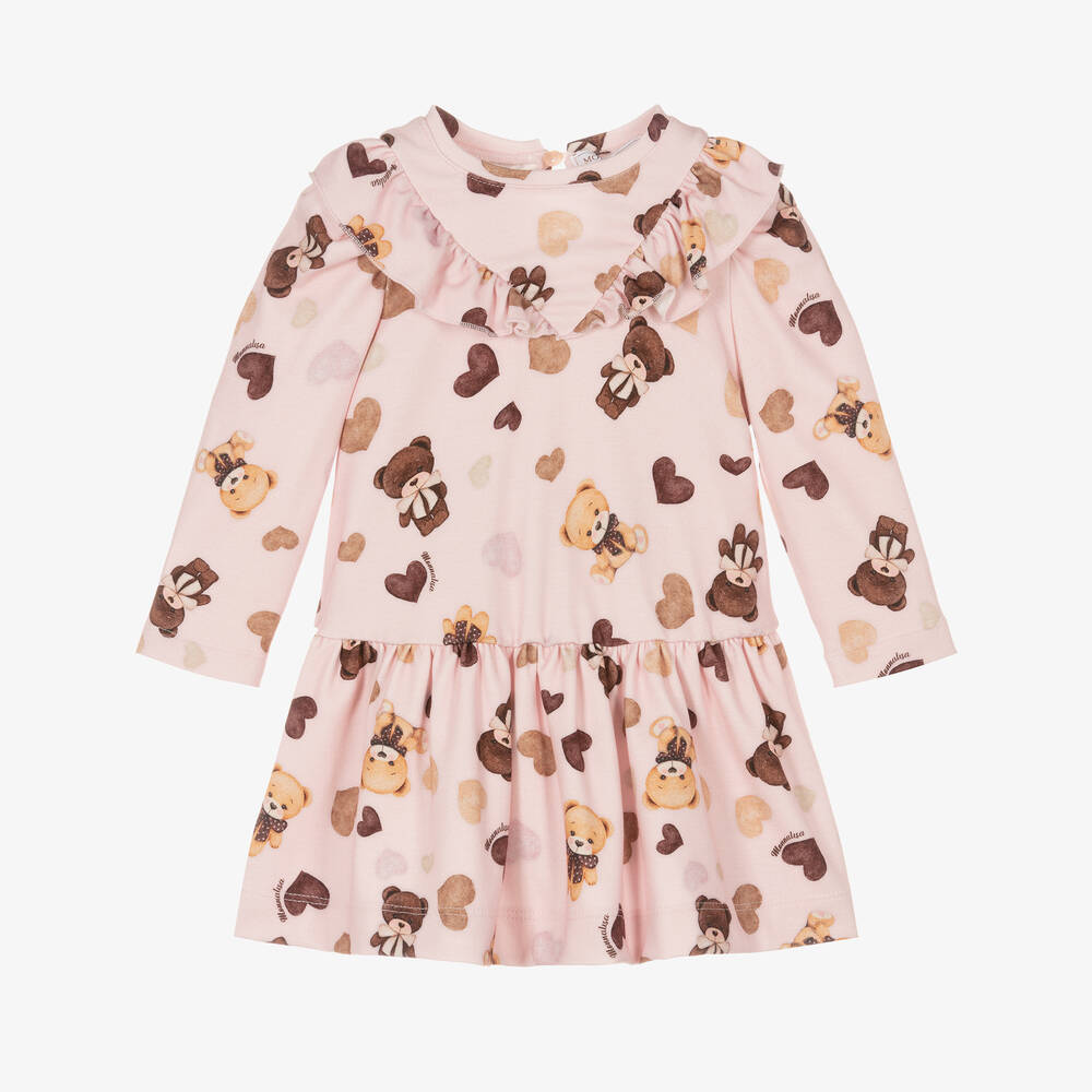 Monnalisa - Girls Pink Teddy Bear Dress | Childrensalon