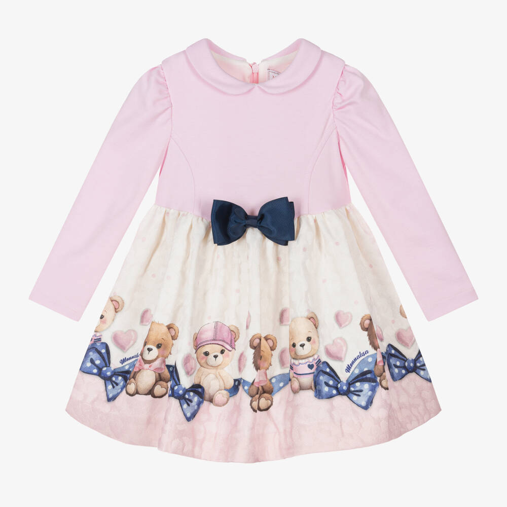 Monnalisa-Girls Pink Teddy Bear Dress | Childrensalon Outlet