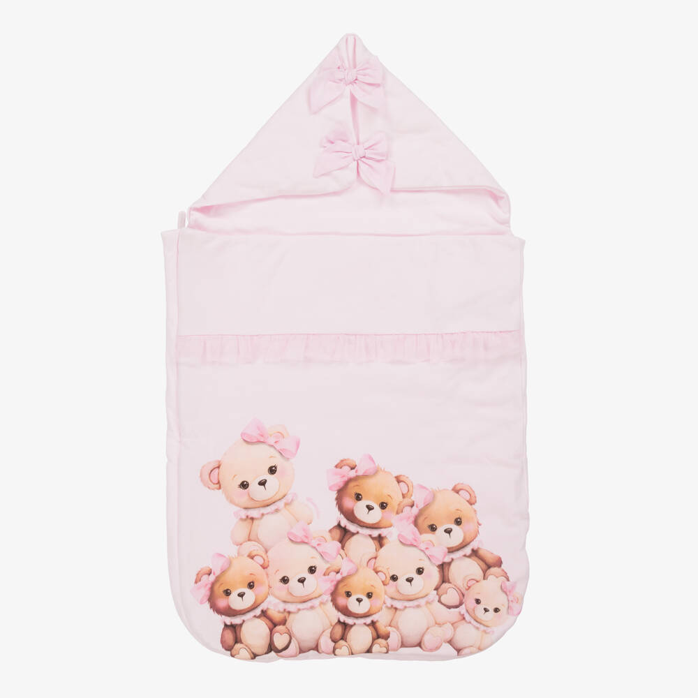 Monnalisa-Girls Pink Teddy Cotton Wrap | Childrensalon Outlet