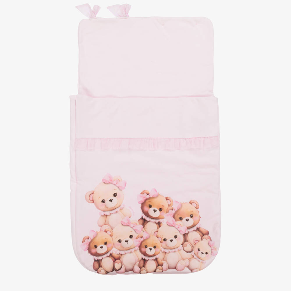 Monnalisa-Girls Pink Teddy Cotton Wrap | Childrensalon Outlet
